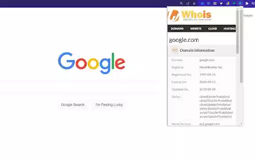 OneClick for WHOIS Lookup  from Chrome web store to be run with OffiDocs Chromium online