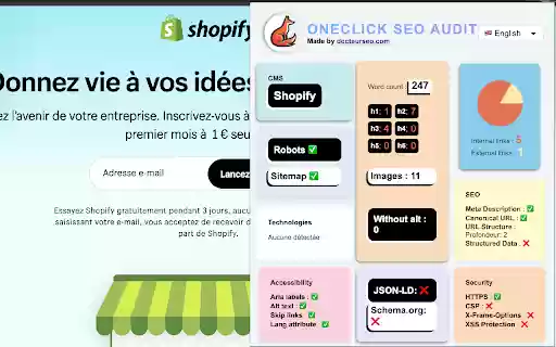 OneClick SEO Audit  from Chrome web store to be run with OffiDocs Chromium online