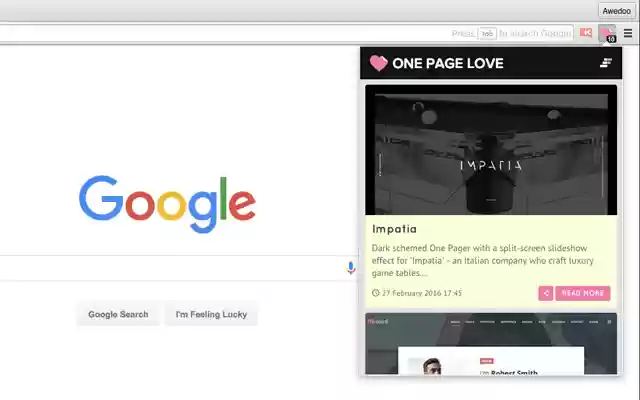 One Page Love  from Chrome web store to be run with OffiDocs Chromium online