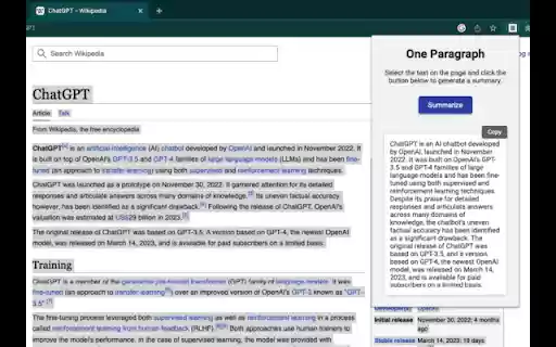 One Paragraph  from Chrome web store to be run with OffiDocs Chromium online