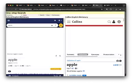 One stop Search  from Chrome web store to be run with OffiDocs Chromium online