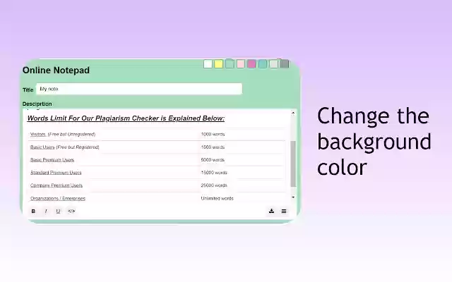 Online Notepad  from Chrome web store to be run with OffiDocs Chromium online