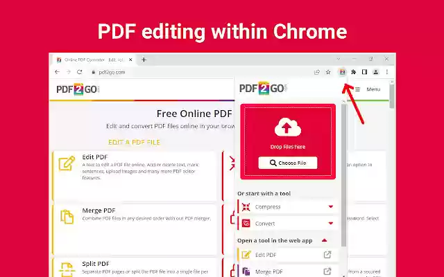 Online PDF Editor (pdf2go.com)  from Chrome web store to be run with OffiDocs Chromium online