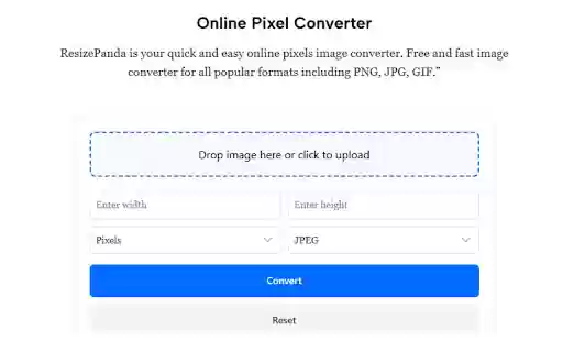 Online Pixel Converter  from Chrome web store to be run with OffiDocs Chromium online