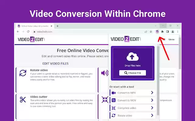 โปรแกรมตัดต่อวิดีโอออนไลน์ (video2edit.com) จาก Chrome เว็บสโตร์เพื่อใช้งานร่วมกับ OffiDocs Chromium ออนไลน์