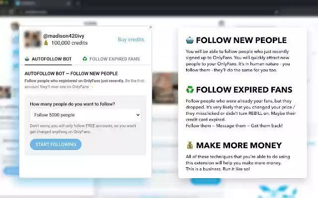 OnlyFans Expired Fans Follower  Follow Bot  from Chrome web store to be run with OffiDocs Chromium online