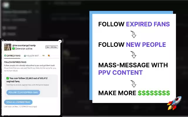OnlyFansFollower Expired Fans Follower  from Chrome web store to be run with OffiDocs Chromium online