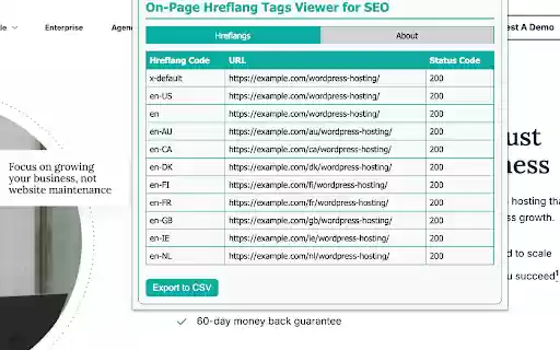 On Page Hreflang Tags Viewer for SEO  from Chrome web store to be run with OffiDocs Chromium online