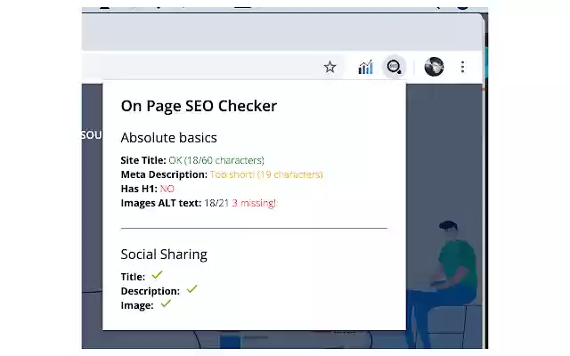 On Page SEO Checker for Google Chrome from Chrome web store to be run with OffiDocs Chromium online On Page SEO Checker for Google Chrome from Chrome web store to be run with OffiDocs Chromium online
