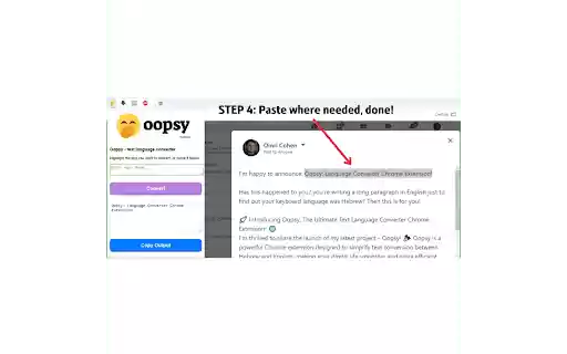 Oopsy text language converter  from Chrome web store to be run with OffiDocs Chromium online