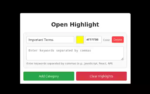 Open Highlight  from Chrome web store to be run with OffiDocs Chromium online