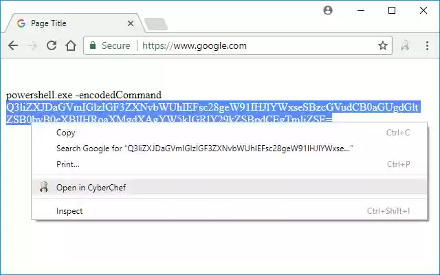 Open in CyberChef  from Chrome web store to be run with OffiDocs Chromium online