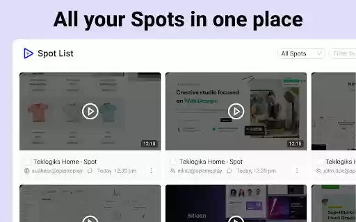 OpenReplay Spot Record  Report Bugs  from Chrome web store to be run with OffiDocs Chromium online