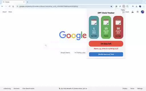 OPT Clock Tracker  from Chrome web store to be run with OffiDocs Chromium online