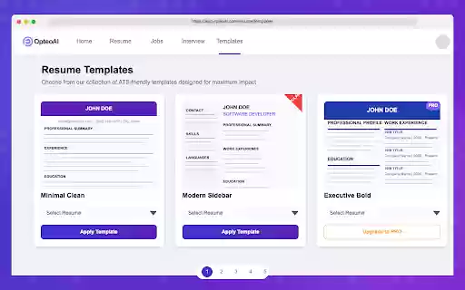 OpteoAI: AI Resume Optimizer  Job Tracker | Smart Interview Assistant  from Chrome web store to be run with OffiDocs Chromium online