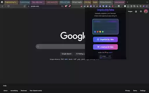 OrgnizeMyTabs  from Chrome web store to be run with OffiDocs Chromium online