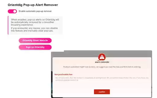 Orientdig Pop up Remover 2025  from Chrome web store to be run with OffiDocs Chromium online