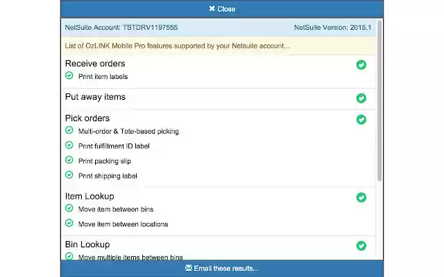 OzLINK Mobile Pro Feature Check Tool  from Chrome web store to be run with OffiDocs Chromium online