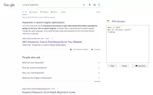 PAA Scrapper  from Chrome web store to be run with OffiDocs Chromium online