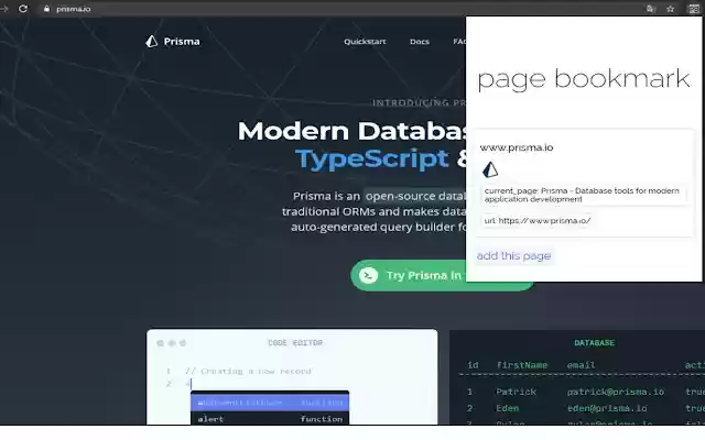 Page Bookmark  from Chrome web store to be run with OffiDocs Chromium online