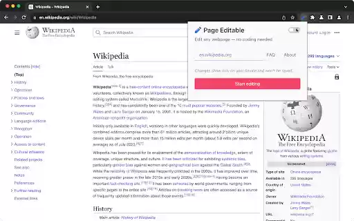 Page Editable  from Chrome web store to be run with OffiDocs Chromium online