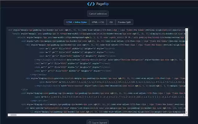 PageRip (HTML + CSS Extract)  from Chrome web store to be run with OffiDocs Chromium online