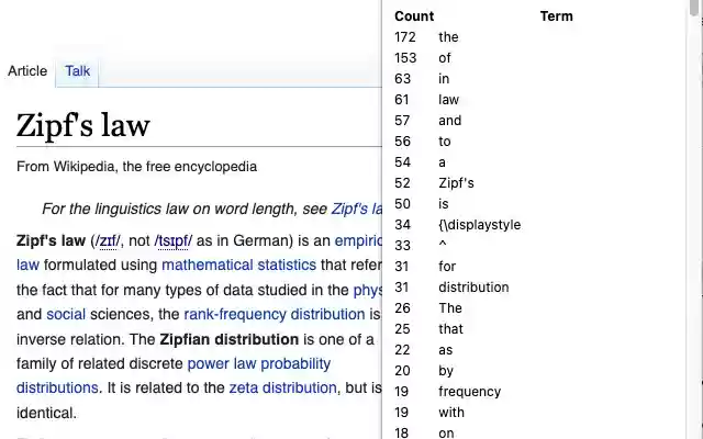 Page Term Frequency from Chrome web store to be run with OffiDocs Chromium online Page Term Frequency from Chrome web store to be run with OffiDocs Chromium online
