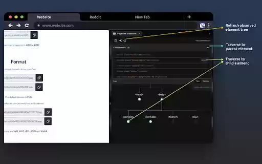 PageTree Inspector  from Chrome web store to be run with OffiDocs Chromium online