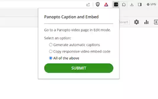 Panopto Caption and Embed  from Chrome web store to be run with OffiDocs Chromium online