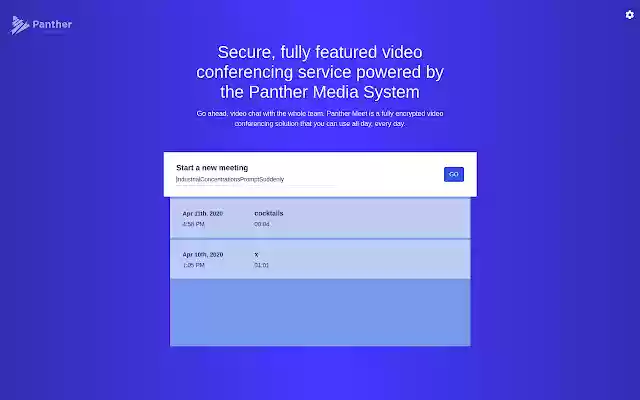 Panther Meetings  from Chrome web store to be run with OffiDocs Chromium online