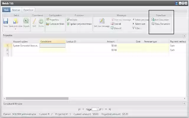 PaperSave Batch Integration for Blackbaud CRM from Chrome web store to be run with OffiDocs Chromium online