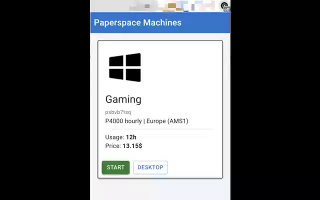 Extensão Paperspace da Chrome Web Store para ser executada com OffiDocs Chromium online