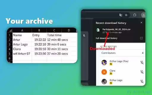 Participantes Meet Lista de Presença  from Chrome web store to be run with OffiDocs Chromium online
