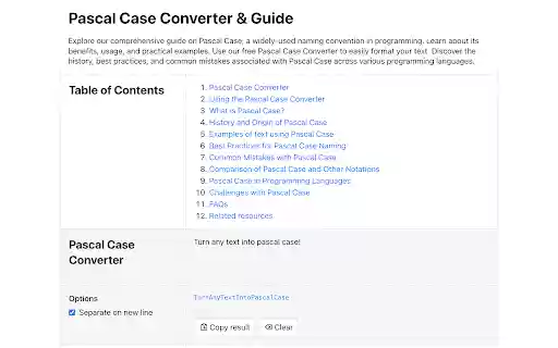 Pascal Case Converter  from Chrome web store to be run with OffiDocs Chromium online