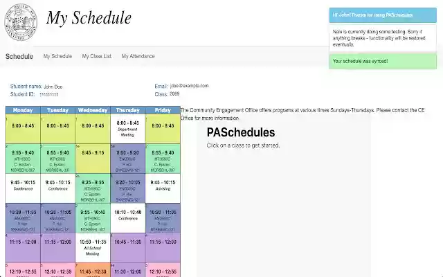 PASchedules  from Chrome web store to be run with OffiDocs Chromium online