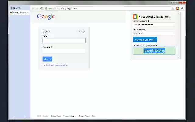 Password Chameleon  from Chrome web store to be run with OffiDocs Chromium online