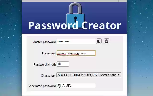 Password creator from Chrome web store to be run with OffiDocs Chromium online Password creator from Chrome web store to be run with OffiDocs Chromium online
