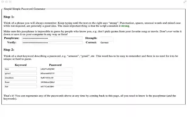 PasswordMaker  from Chrome web store to be run with OffiDocs Chromium online