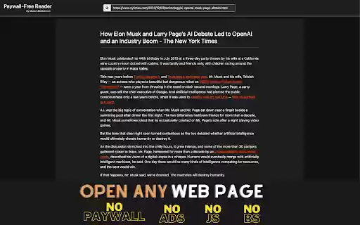 Paywall Free Reader  from Chrome web store to be run with OffiDocs Chromium online