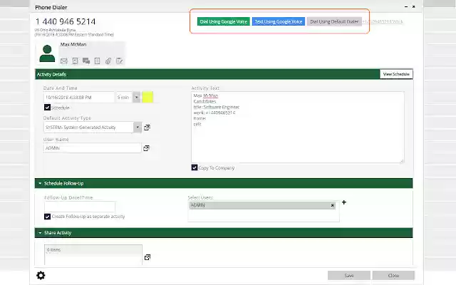 PCRecruiter Google Voice Plugin  from Chrome web store to be run with OffiDocs Chromium online