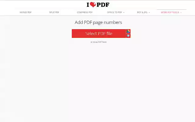 PDF añadir números de página | ilovepdf.com de Chrome web store para ejecutarse con OffiDocs Chromium en línea