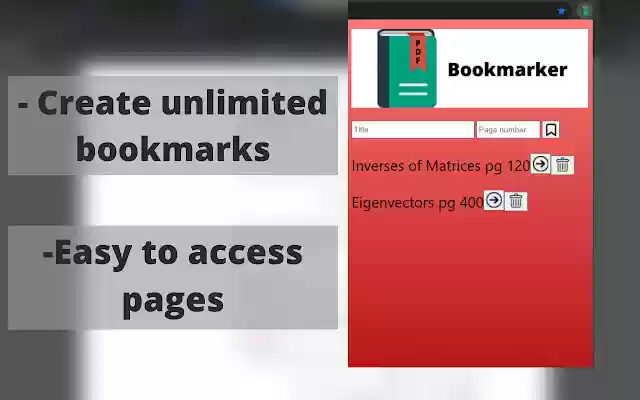 PDF Bookmarker  from Chrome web store to be run with OffiDocs Chromium online