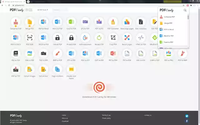 PDFCandy  from Chrome web store to be run with OffiDocs Chromium online
