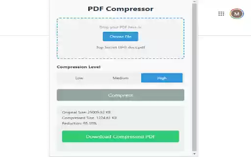 PDF Compressor High Quality, Secure, Fast  from Chrome web store to be run with OffiDocs Chromium online