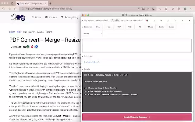 تحويل PDF - دمج - تغيير الحجم من متجر Chrome الإلكتروني ليتم تشغيله باستخدام OffiDocs Chromium عبر الإنترنت