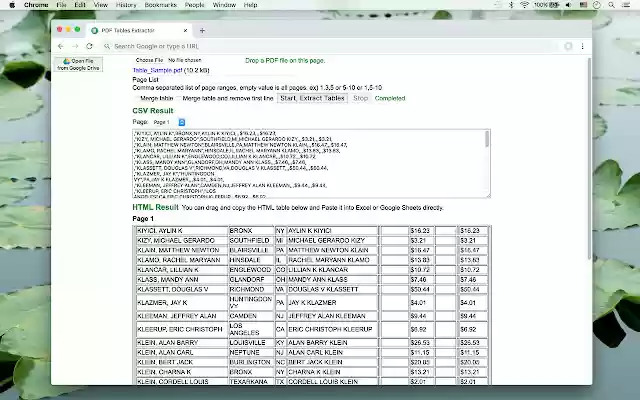 PDF Tables Extractor  from Chrome web store to be run with OffiDocs Chromium online