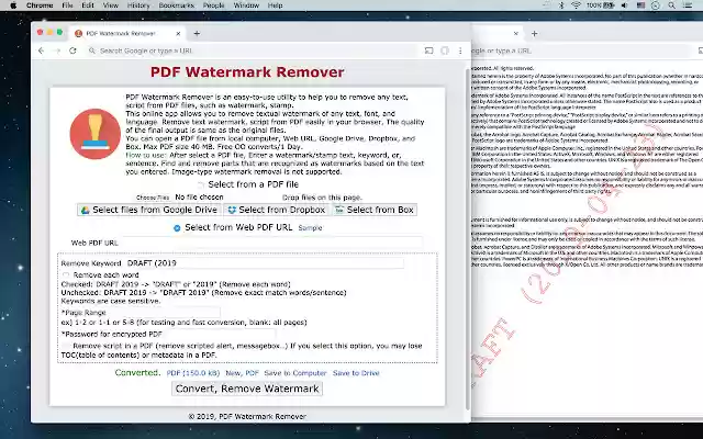 PDF Watermark Remover  from Chrome web store to be run with OffiDocs Chromium online