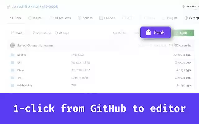 peek – GitHub to local editor in 1 click from Chrome web store to be run with OffiDocs Chromium online peek – GitHub to local editor in 1 click from Chrome web store to be run with OffiDocs Chromium online
