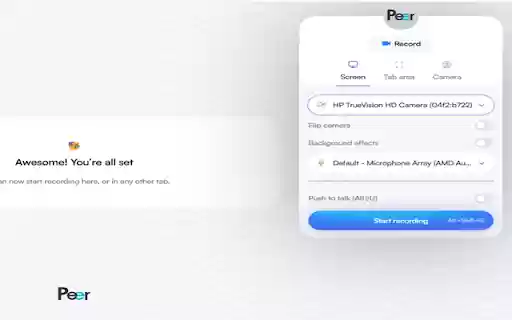Peer Click here to start recording  from Chrome web store to be run with OffiDocs Chromium online