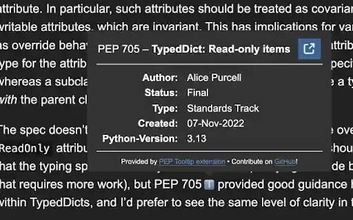 PEP Tooltip  from Chrome web store to be run with OffiDocs Chromium online